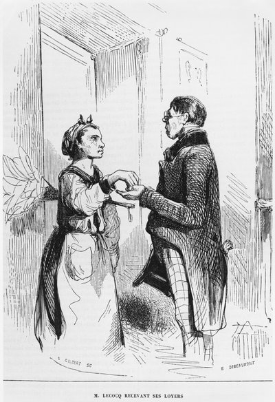 M. Lecocq getting his rents, engraved by Charles Gilbert, illustration from the 